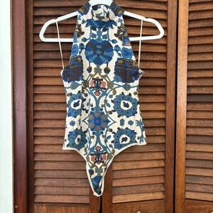 Free People Floral Abstract Print Top